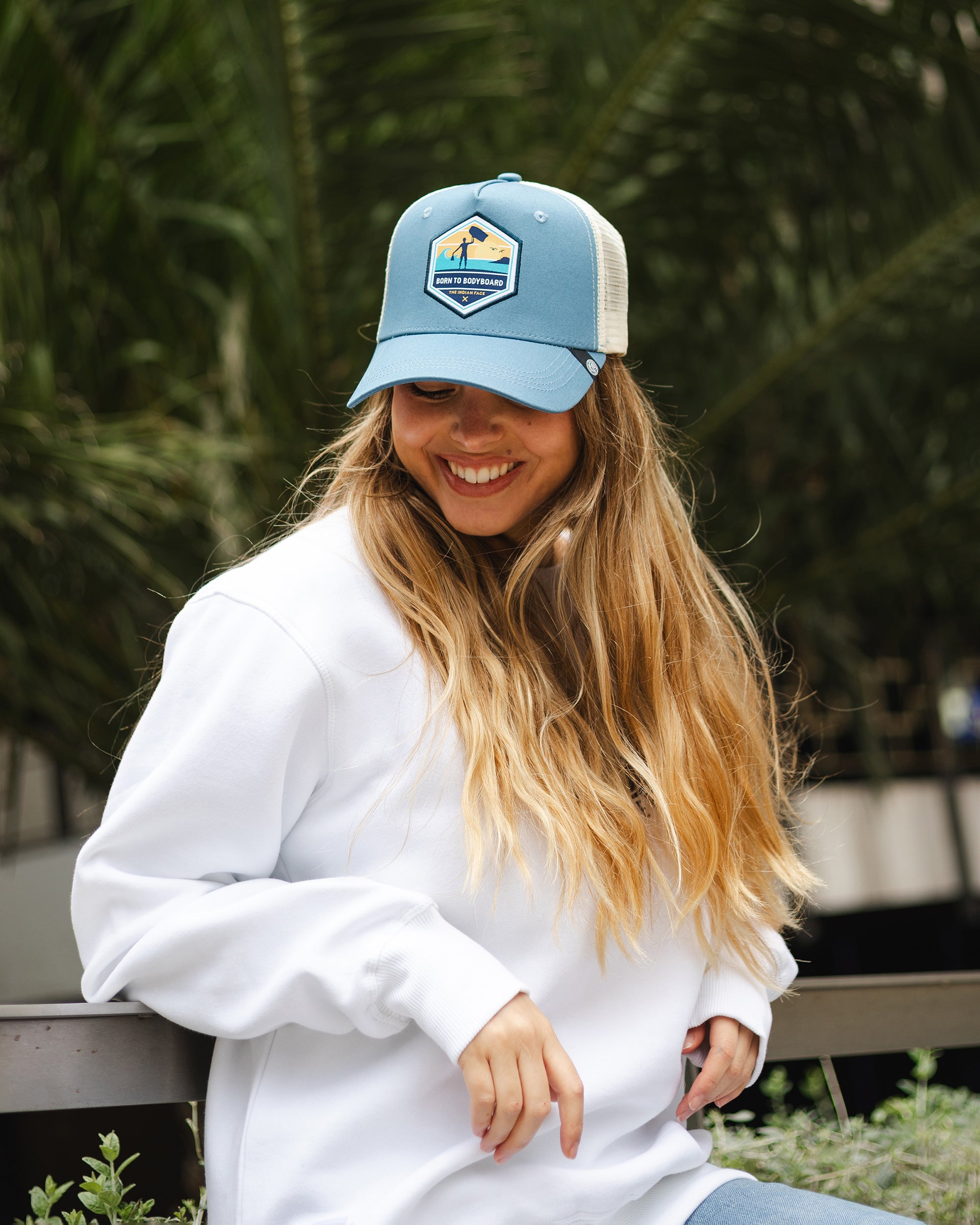 Cappello Trucker The Indian Face 'Born To Bodyboard' – Blu/Marrone – Unisex One Size