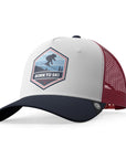 Gorra trucker deportiva unisex para hombre y mujer Born to Ski White / Red / Blue