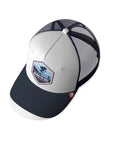 Gorra trucker deportiva unisex para hombre y mujer Born to Ski White / Blue