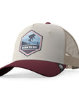 Gorra trucker deportiva unisex para hombre y mujer Born to Ski Brown / Grey / Red