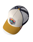 Gorra trucker deportiva unisex para hombre y mujer Born to Surf Brown / Blue / Yellow