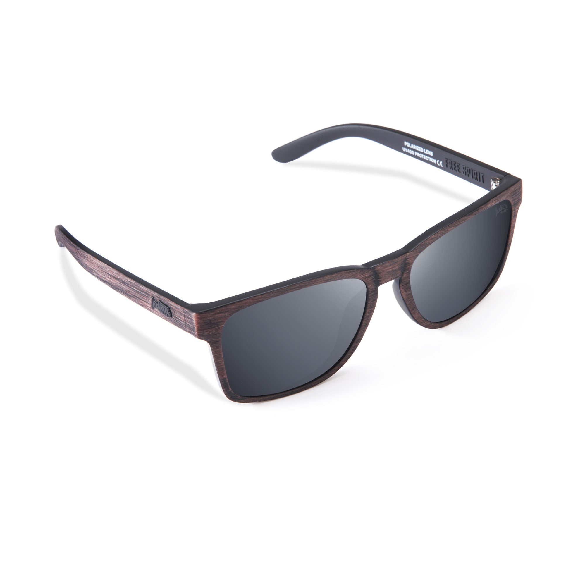 Occhiali Da Sole The Indian Face Free Spirit - Lenti Polarizzate UV400 CAT.3 - Montatura Unisex In Policarbonato Nero - Con Custodia In Microfibra E Adesivi