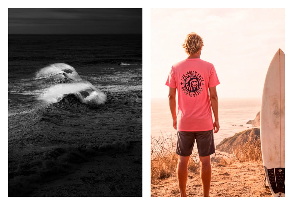 Spirit Red: camiseta coral The Indian Face para ciudad, surf y vida outdoor