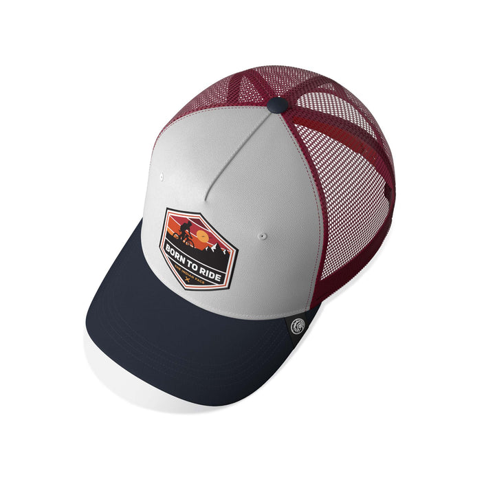 Gorra trucker deportiva unisex para hombre y mujer Born to Ride White / Red / Blue