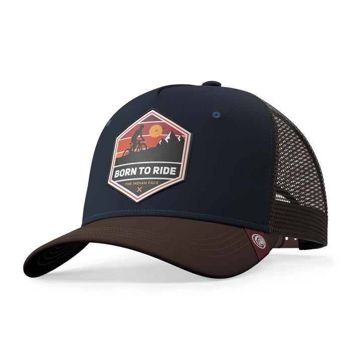 Gorra trucker deportiva unisex para hombre y mujer Born to Ride Blue / Brown