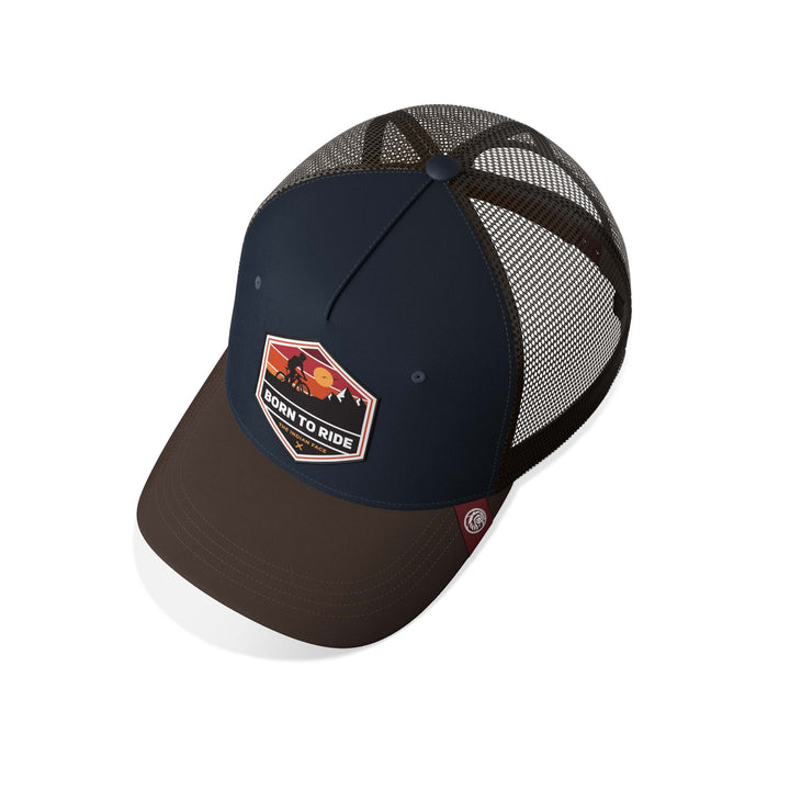 Gorra trucker deportiva unisex para hombre y mujer Born to Ride Blue / Brown