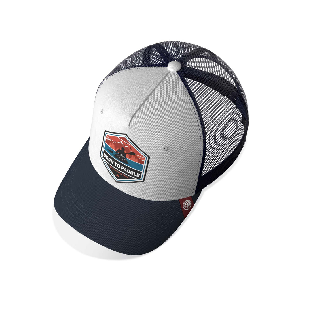 Gorra trucker deportiva unisex para hombre y mujer Born to Paddle White / Blue