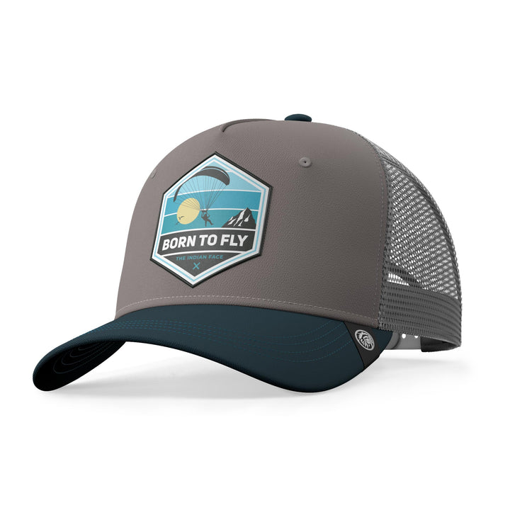 Gorra trucker deportiva unisex para hombre y mujer Born to Fly Grey / Blue