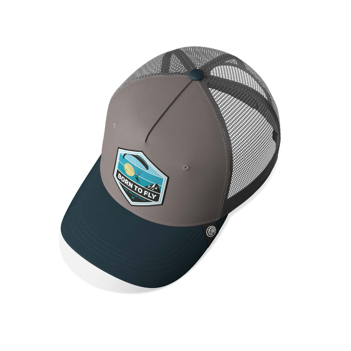 Gorra trucker deportiva unisex para hombre y mujer Born to Fly Grey / Blue