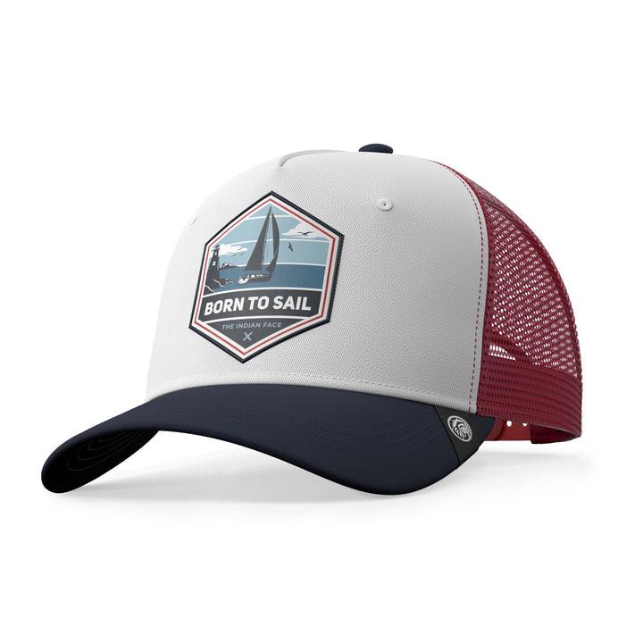 Gorra trucker deportiva unisex para hombre y mujer Born to Sail White / Red / Blue