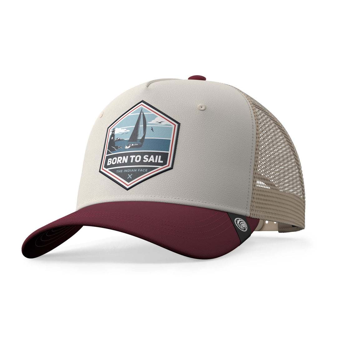 Gorra trucker deportiva unisex para hombre y mujer Born to Sail Brown / Grey / Red