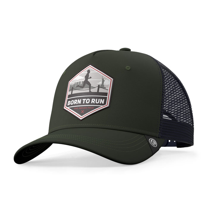 Gorra trucker deportiva unisex para hombre y mujer Born to Run Green / Blue