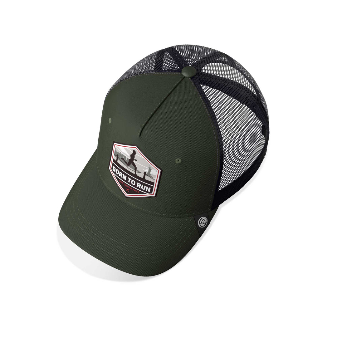 Gorra trucker deportiva unisex para hombre y mujer Born to Run Green / Blue