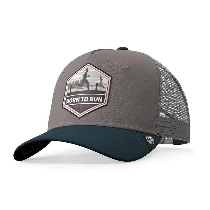 Gorra trucker deportiva unisex para hombre y mujer Born to Run Grey / Blue