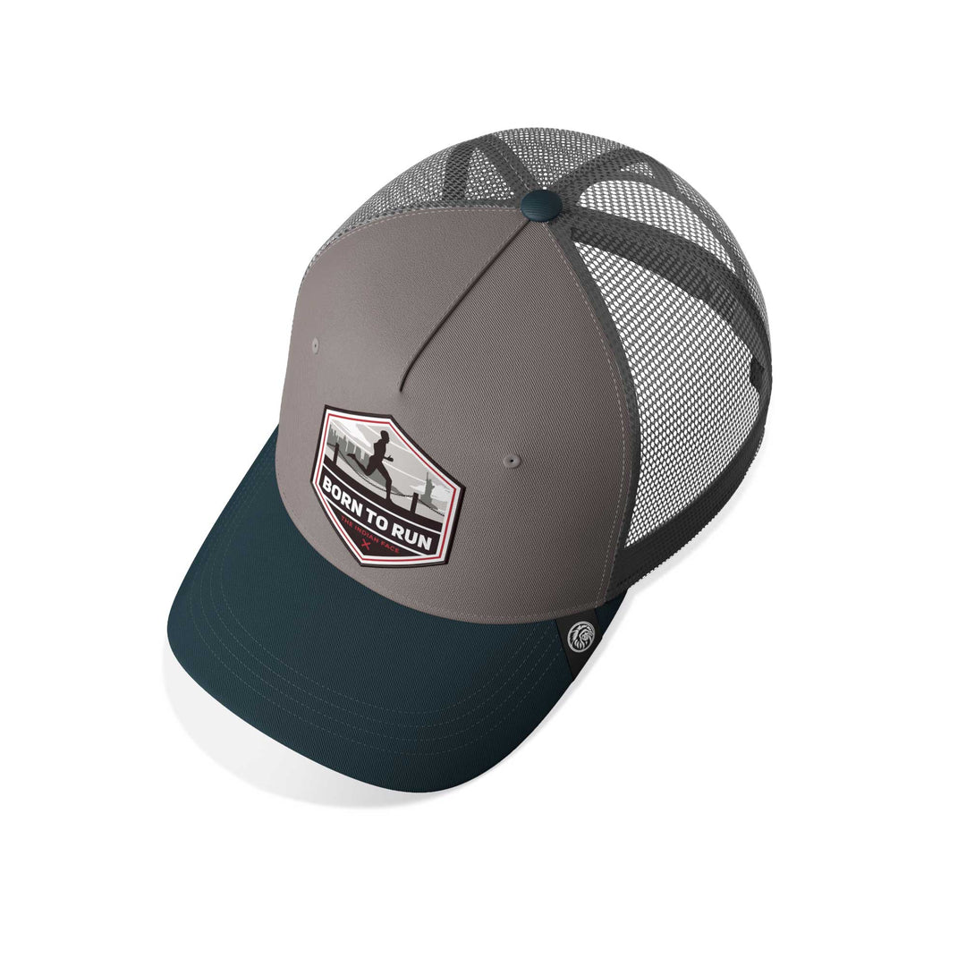 Gorra trucker deportiva unisex para hombre y mujer Born to Run Grey / Blue